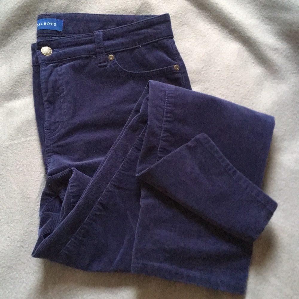 Talbots navy velvety corduroy slim ankle pants, 8